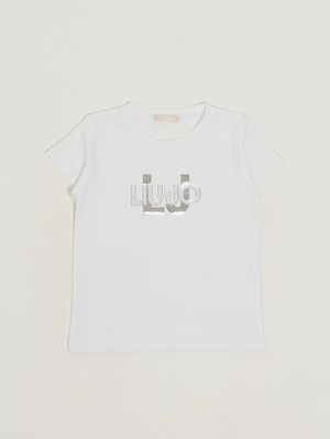 1. Mädchen-T-Shirt aus Stretch-Baumwolle Weiß