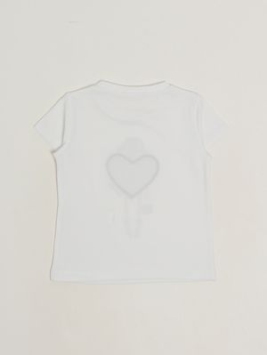 2. T-shirt bambina in cotone stretch Bianco-Denim