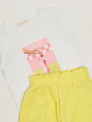 3. Ensemble pour fille en coton stretch Jaune-Blanc