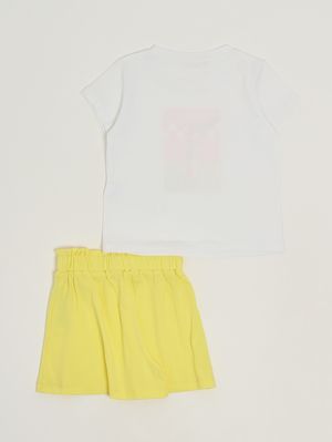 2. Ensemble pour fille en coton stretch Jaune-Blanc