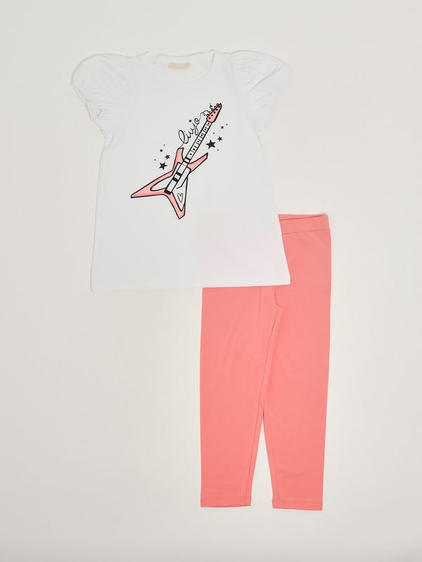 1. Ensemble pour fille en coton stretch Blanc corail Liu Jo ka6081js003