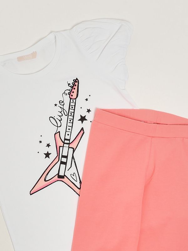 3. Ensemble pour fille en coton stretch Blanc corail Liu Jo ka6081js003