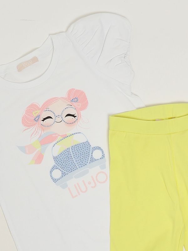 3. Ensemble pour fille en coton stretch Blanc-jaune Liu Jo ka6081js003