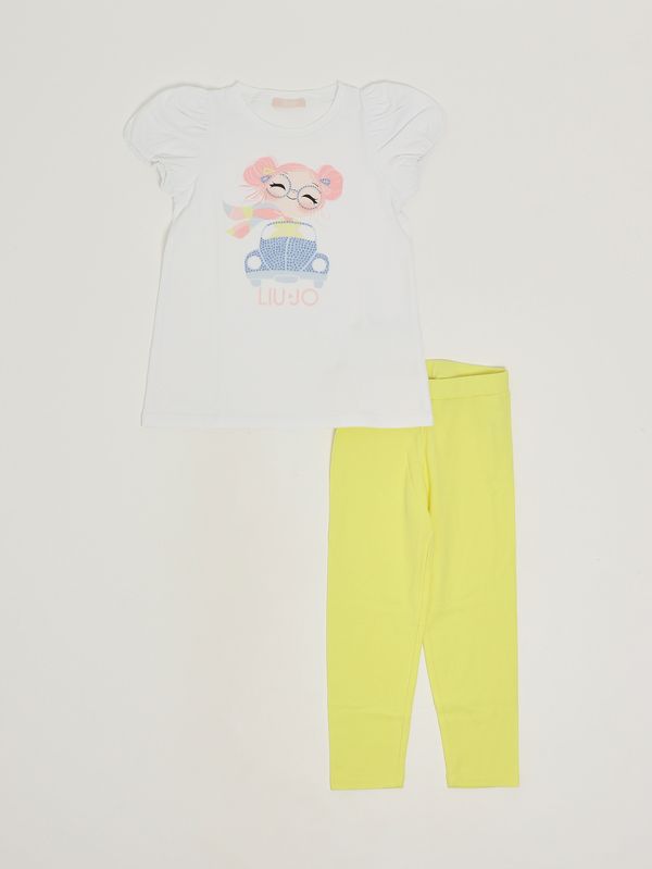 1. Ensemble pour fille en coton stretch Blanc-jaune Liu Jo ka6081js003
