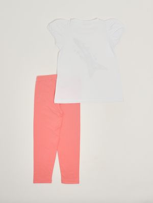 2. Ensemble pour fille en coton stretch Blanc corail