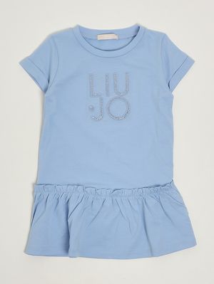 1. Mädchenkleid aus Stretch-Baumwolle Hellblau