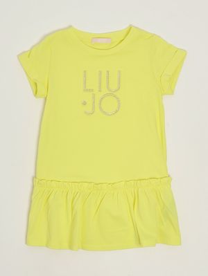 1. Vestido de niña de algodón elástico Amarillo