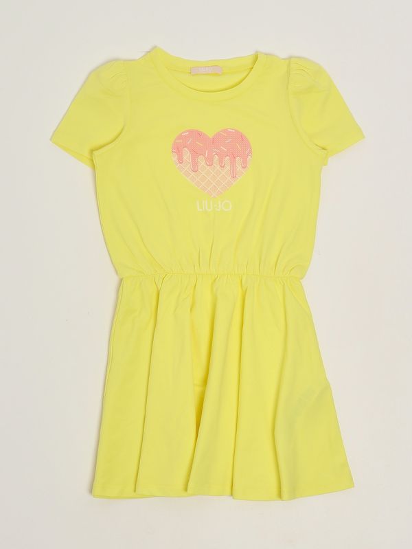 Robe pour fille en coton stretch Jaune Liu Jo