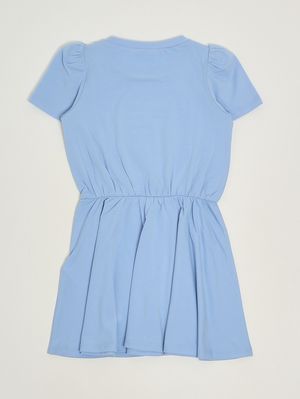 2. Vestido de niña de algodón elástico. Azul