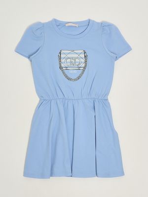 1. Vestido de niña de algodón elástico. Azul