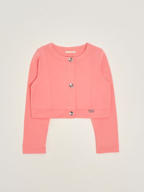 1. Mädchenjacke aus Stretch-Baumwoll-Sweatshirtstoff Koralle Liu Jo ka6036fs090