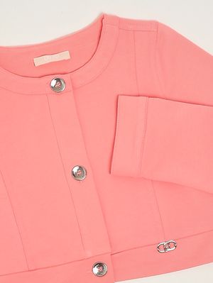 3. Mädchenjacke aus Stretch-Baumwoll-Sweatshirtstoff Koralle