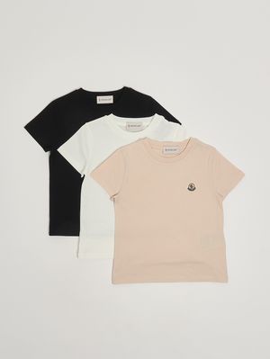 1. Lot de 3 t-shirts en coton pour fille Blanc-Rose-Noir