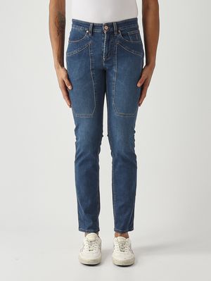 1. Jean homme John en coton stretch Bleu moyen foncé