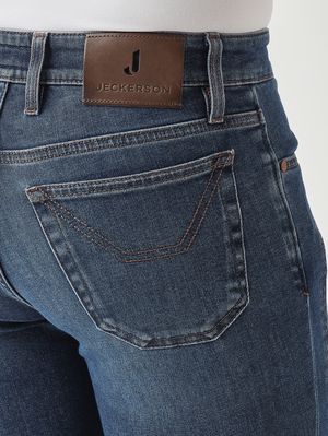 5. Jean homme John en coton stretch Bleu moyen foncé