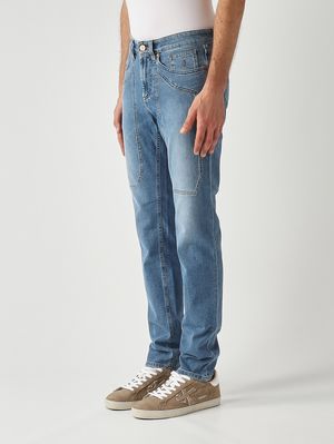 2. Herrenjeans John aus Stretch-Baumwolle Mittelblau