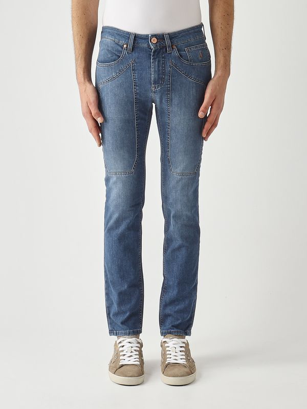 Jeans uomo James in misto cotone stretch Blu Medio Chiaro Jeckerson