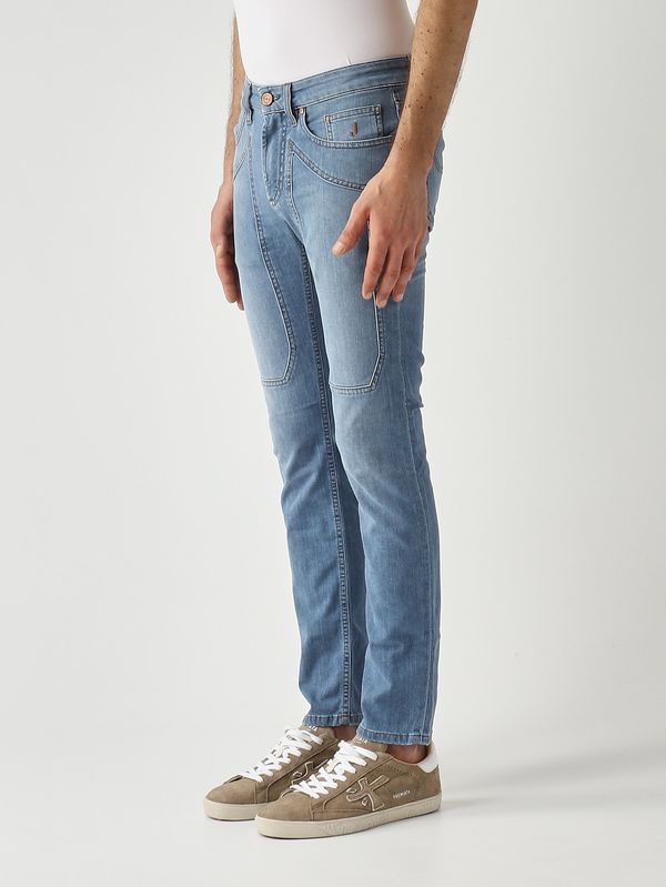 2. Jeans uomo James skinny-fit in denim cross 8,75 OZ Blu Bleach Basic Jeckerson pe26juppa100james001
