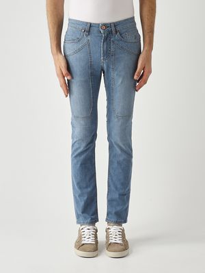 1. Jeans uomo James skinny-fit in denim cross 8,75 OZ Blu Bleach Basic