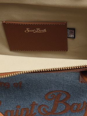 4. Bolso de mujer Vanity Medium de lona de algodón y piel Piel granulada Denim 19 con relieve