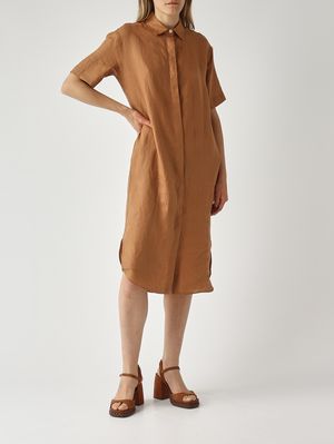 2. Vestido de lino para mujer Canela