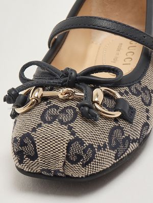6. Ballerines pour enfant en cuir velouté et toile. Beige-Bleu