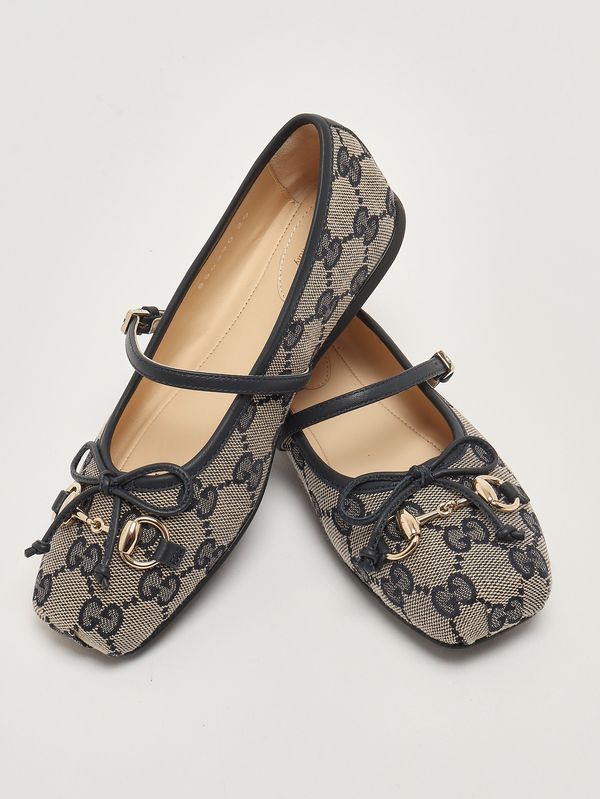 5. Girls' canvas ballet flats Beige-Blue Gucci 856590hwk20