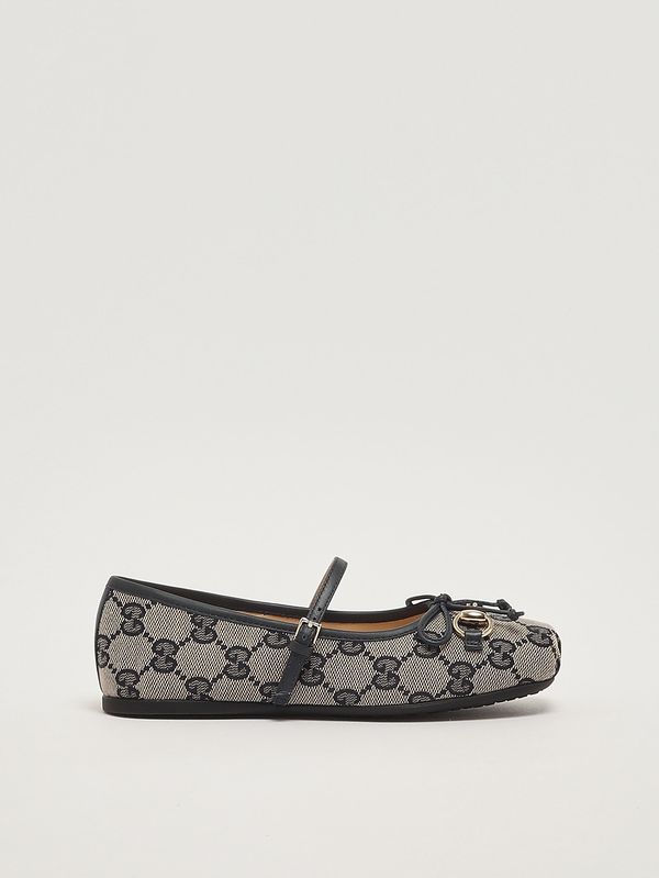 Ballerinas für Mädchen aus Canvas Beige-Blau Gucci