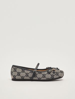 1. Girls' canvas ballet flats Beige-Blue