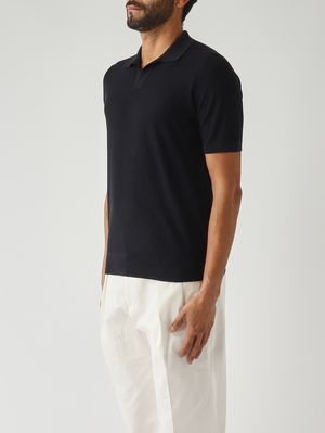 3. Polo uomo in seta e cotone Navy