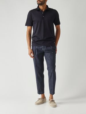 2. Polo uomo in seta Blu Navy