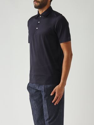 3. Polo uomo in seta Blu Navy