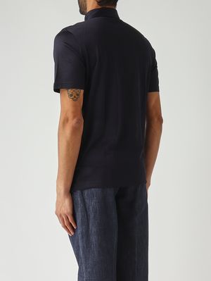 4. Polo uomo in seta Blu Navy