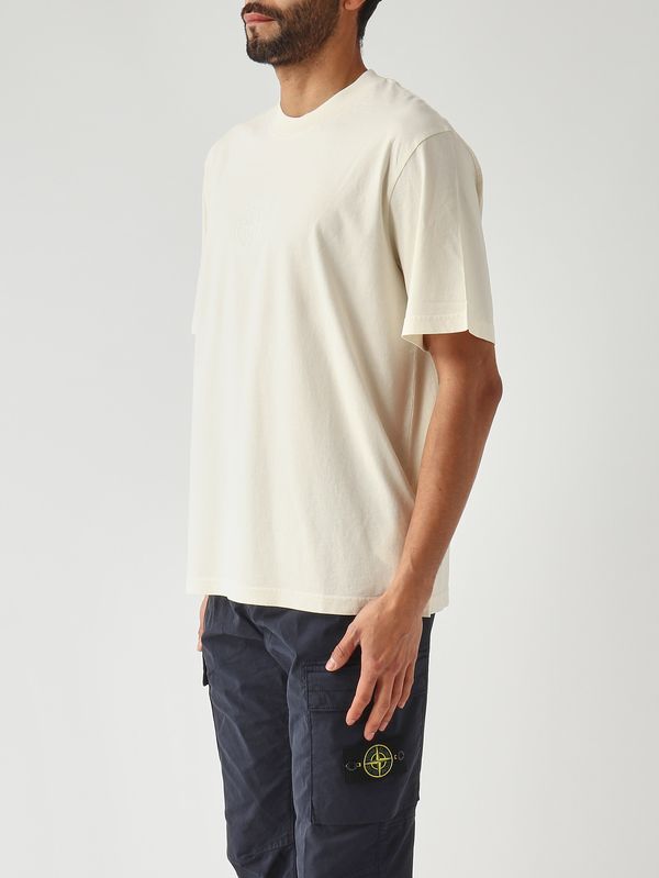3. Herren-T-Shirt aus Baumwolle Elfenbein Stone Island l1s152100001s0e14