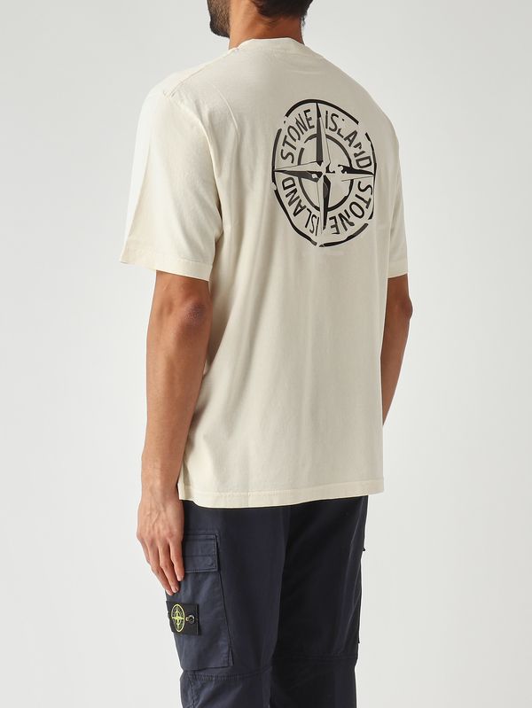 4. Herren-T-Shirt aus Baumwolle Elfenbein Stone Island l1s152100001s0e14