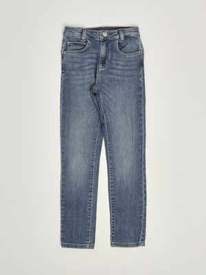 1. Mädchenjeans aus Stretch-Baumwolle Mittlerer Denim