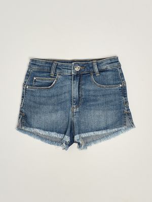 1. Girls' stretch cotton shorts Medium Denim