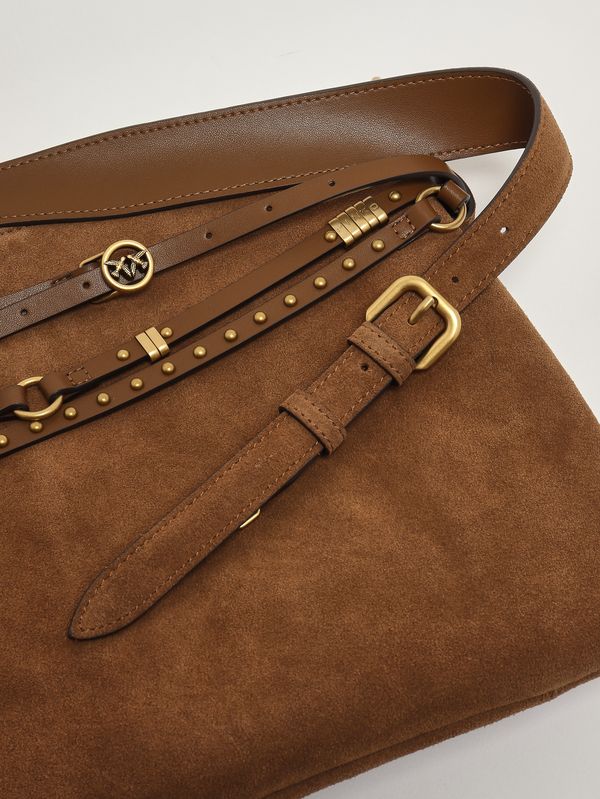 7. Borsa donna Belt Bag Big Suede in pelle scamosciata Marrone Pinko 105903a0f6