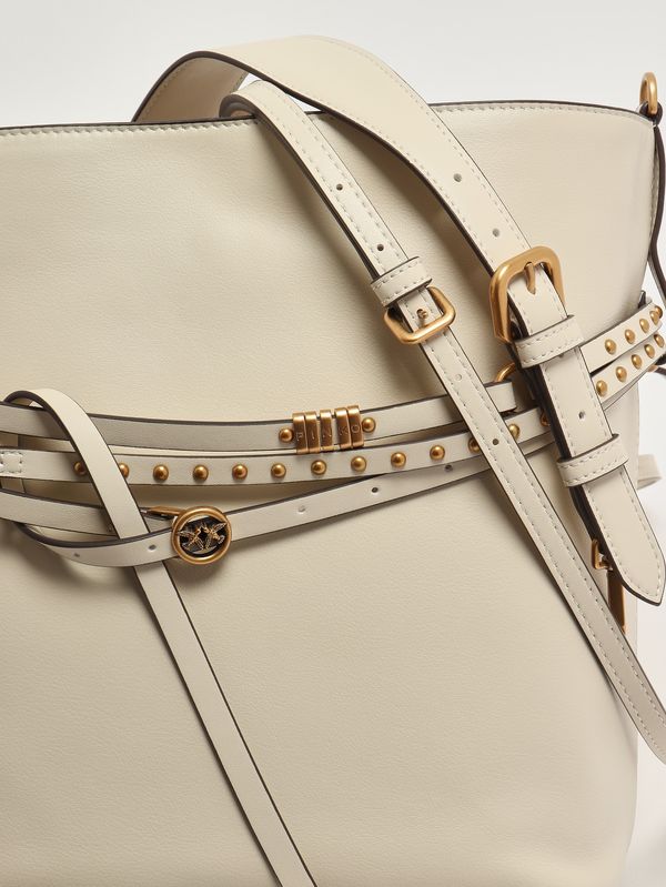 7. Damentasche Bucket Belt Classic aus Leder Creme Pinko 106339a0qo