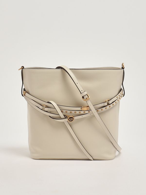 5. Damentasche Bucket Belt Classic aus Leder Creme Pinko 106339a0qo