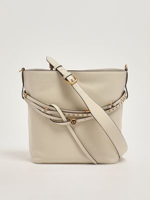 4. Damentasche Bucket Belt Classic aus Leder Creme