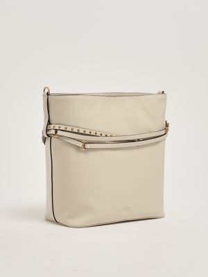 3. Damentasche Bucket Belt Classic aus Leder Creme