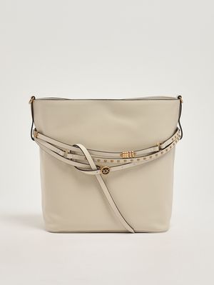 1. Damentasche Bucket Belt Classic aus Leder Creme