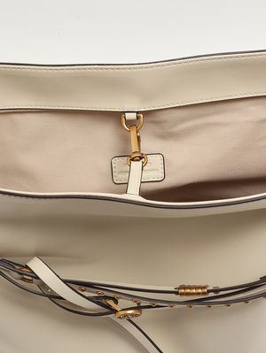 6. Damentasche Bucket Belt Classic aus Leder Creme