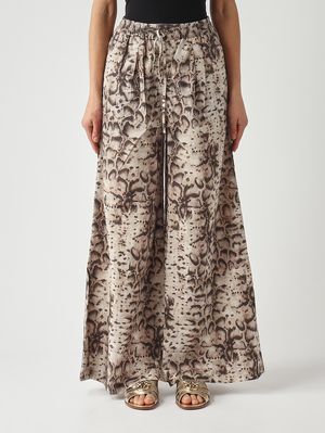 1. Pantalon Gussola en popeline de coton pour femme Beige-Noir