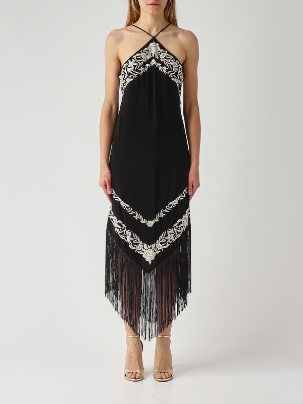 1. Damenkleid aus Viskose Schwarz-Elfenbein Twinset 261tt2411