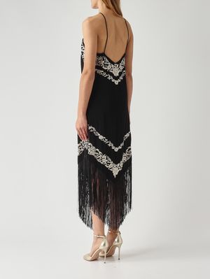 4. Damenkleid aus Viskose Schwarz-Elfenbein