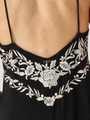 5. Damenkleid aus Viskose Schwarz-Elfenbein