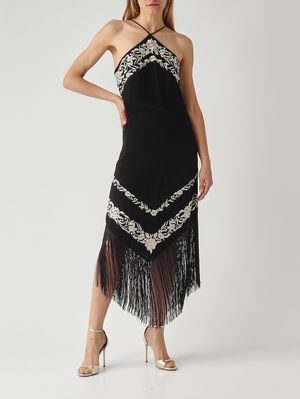 2. Damenkleid aus Viskose Schwarz-Elfenbein