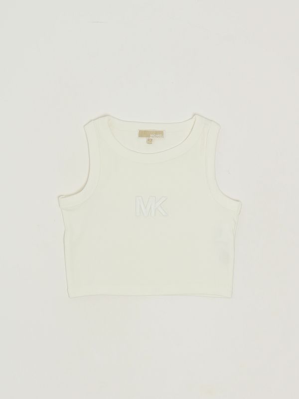 Top de niña de algodón elástico Blanco Michael Kors